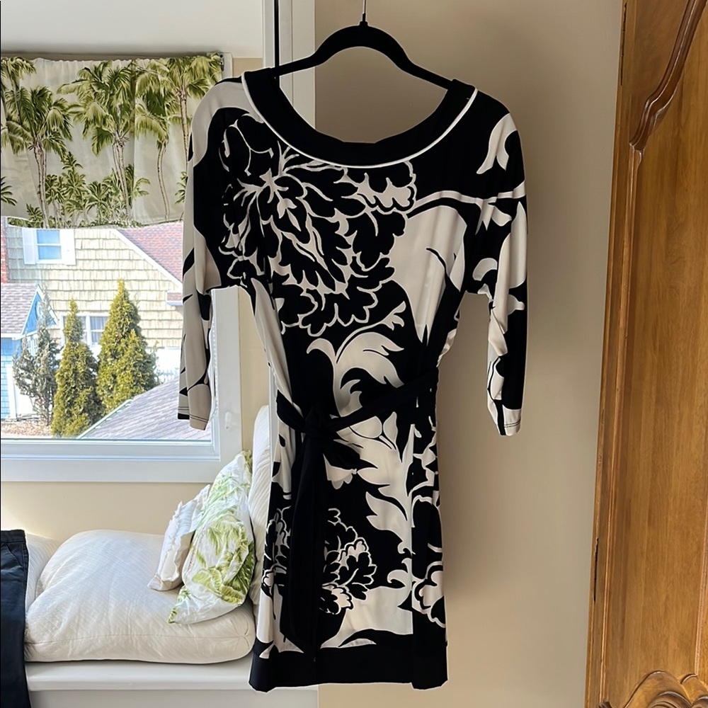 Elegant Black and White Floral Dress